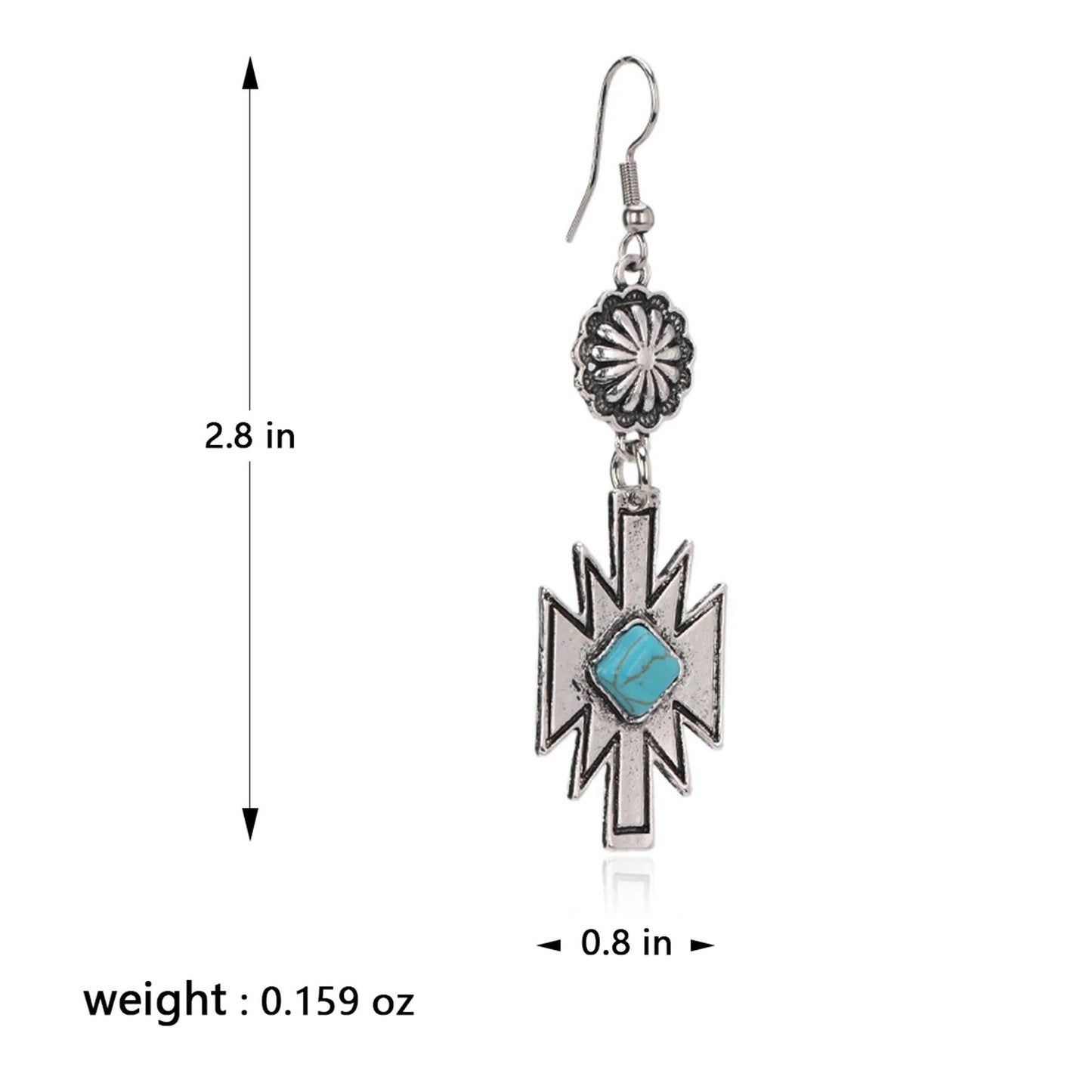 Turquoise Stone Aztec Dangling Earring