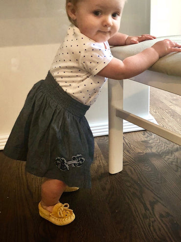 Children's Beaded Suede Lined Moccasin Slippers