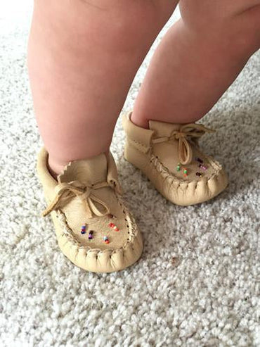 Children's Beaded Moose Hide Moccasin Slippers