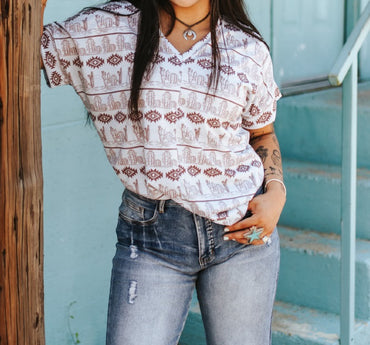 Women's Cactus & Aztec Print T-Shirt