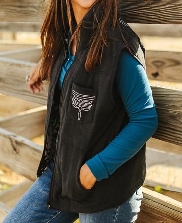 Women's Embroidered Puffer Vest