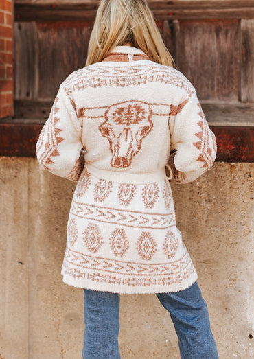 Women's Cowskull Printed Long Sleeve Cardigan