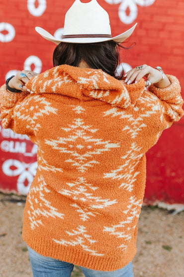 Women's Rust Aztec Cozy Oversize Hoodie