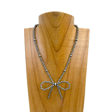 Navajo Pearl Bead Bow Tie Necklace