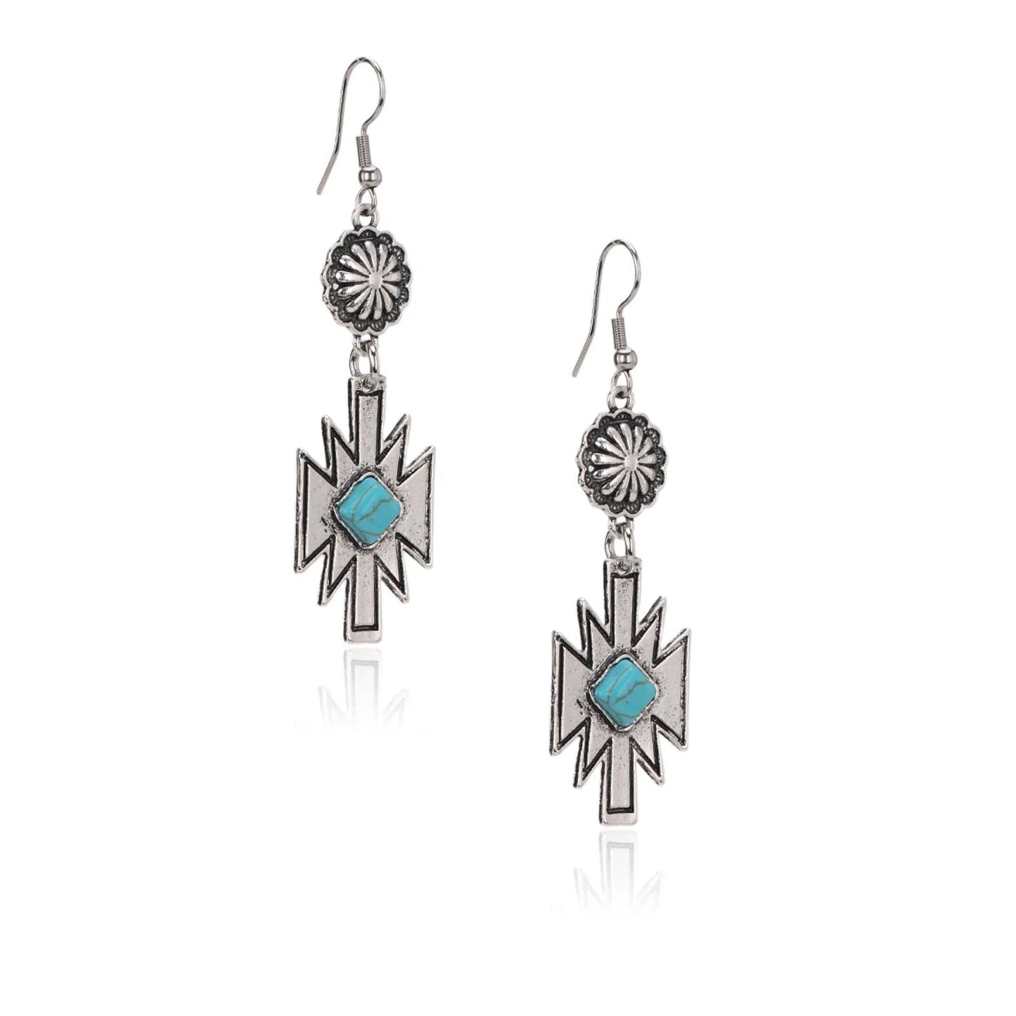 Turquoise Stone Aztec Dangling Earring