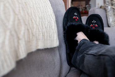 Men's Rabbit Fur Moccasin Slippers with Sole