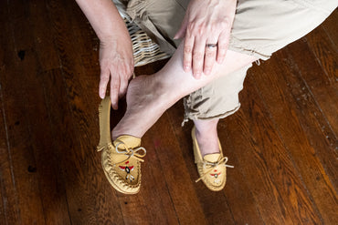 Women's Moose Hide Leather Fringed Moccasin Slippers