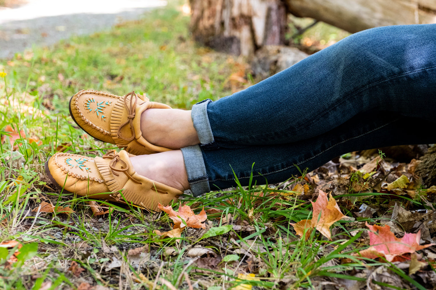 Women's Beaded Fringed Moccasin Shoes