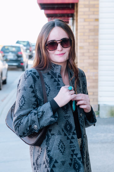 Women's Aztec Printed Button Down Coat