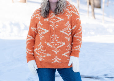 Women's Rust Aztec Cozy Oversize Hoodie