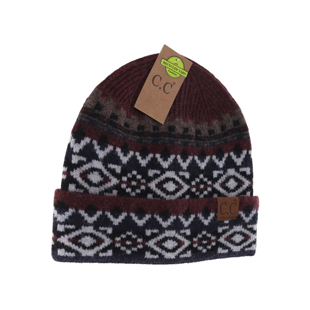 Aztec Pattern Cuff Beanie