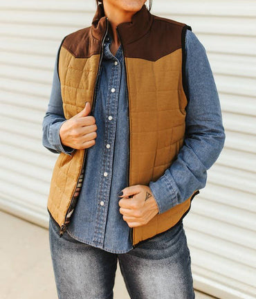 Women's Multi Aztec Quilted Reversible Yoke Vest