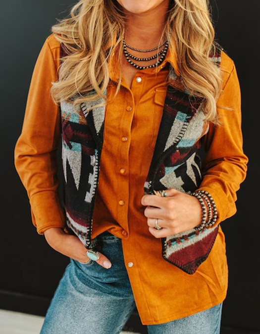 Aztec Wool Concho Button Vest