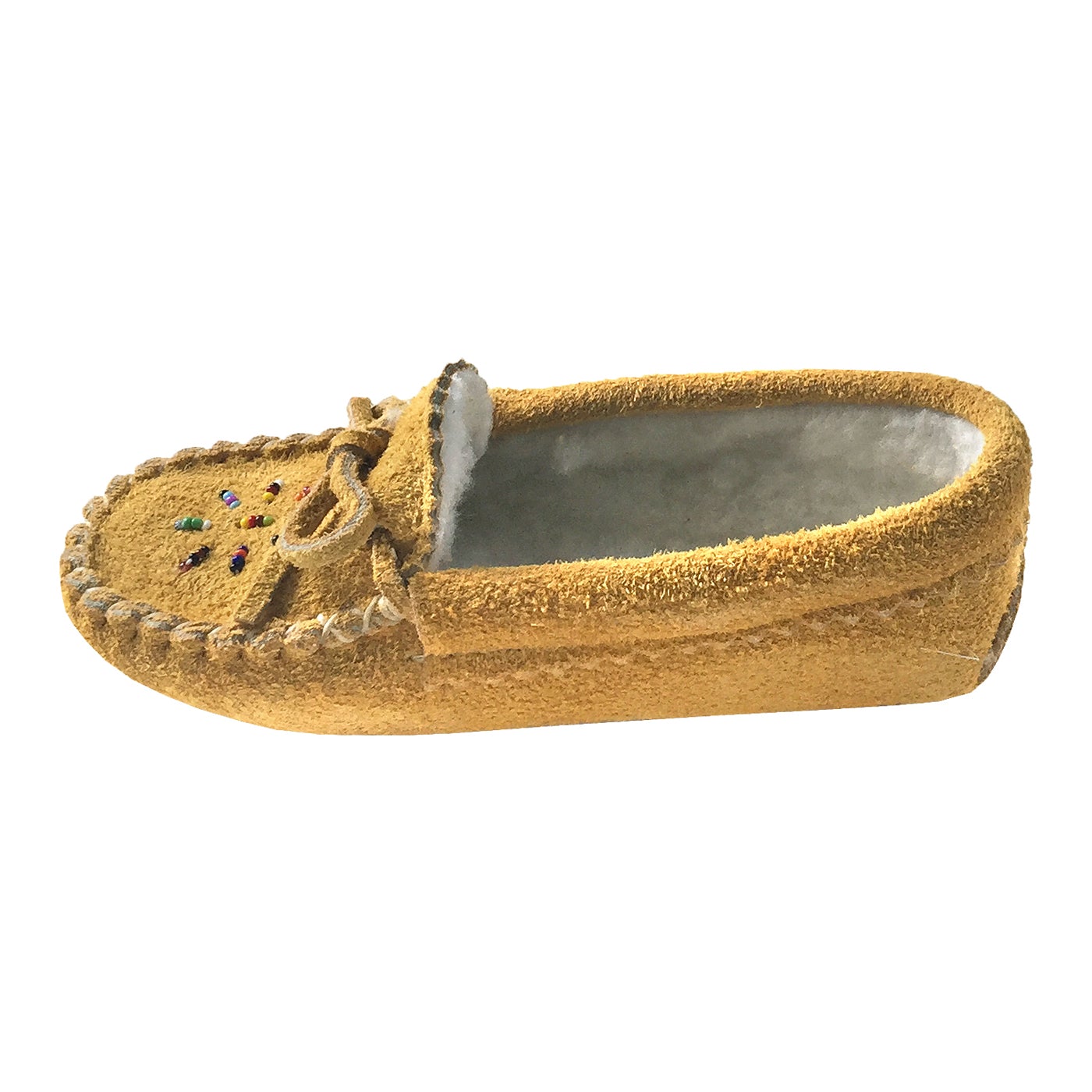 Children's Beaded Suede Lined Moccasin Slippers