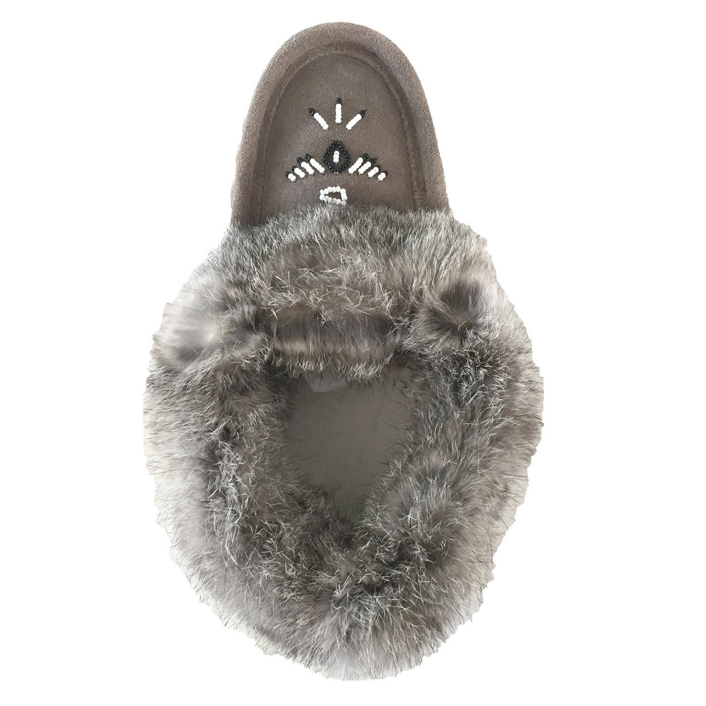 Women's Rabbit Fur Thunderbird Moccasin Slippers