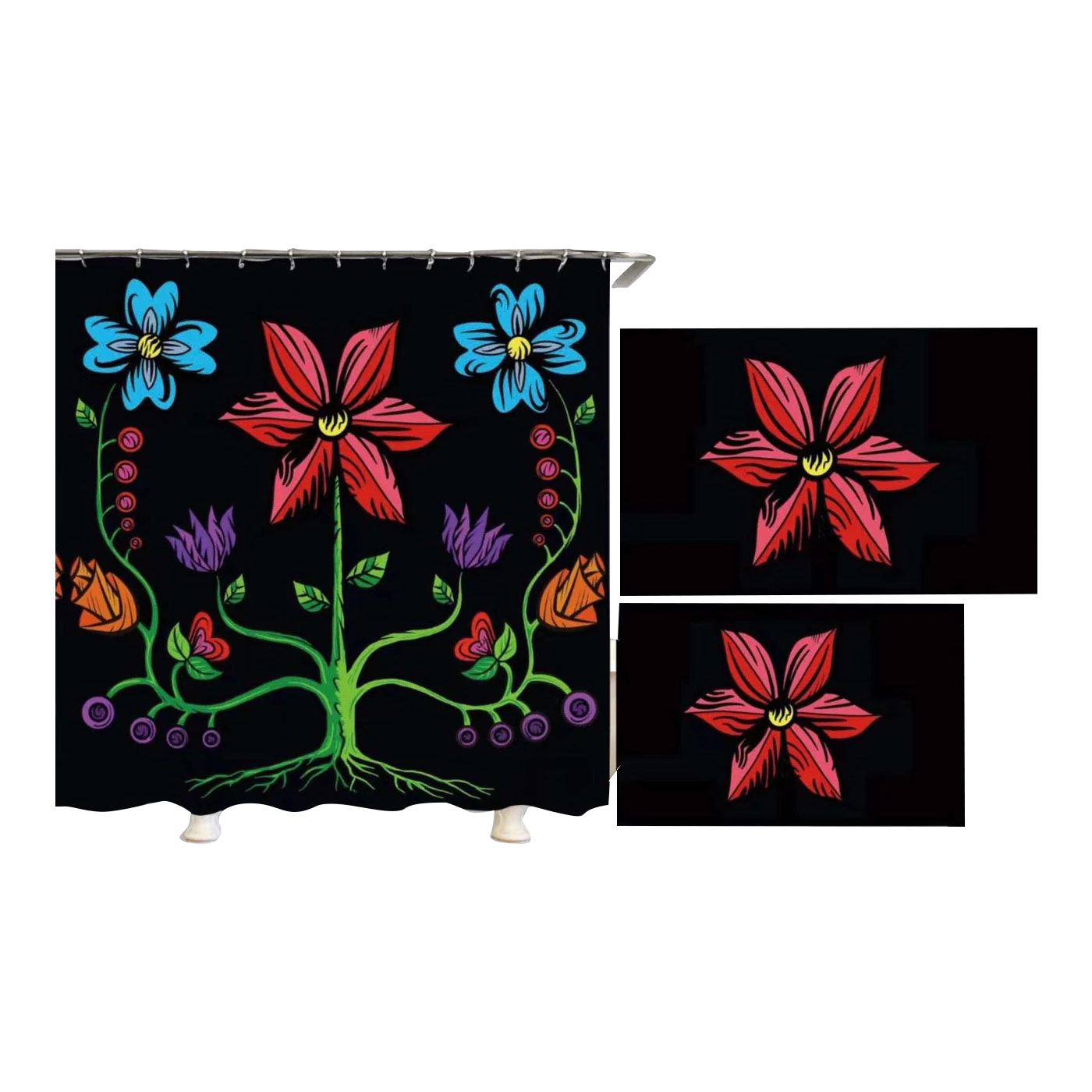 Shower Curtain & Mat Bathroom Set (Final Clearance)