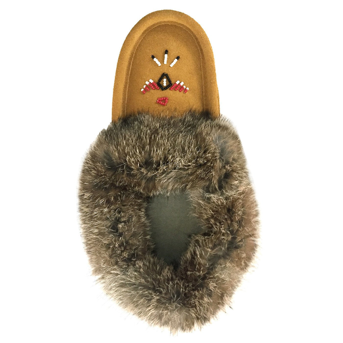 Women's Rabbit Fur Thunderbird Moccasin Slippers