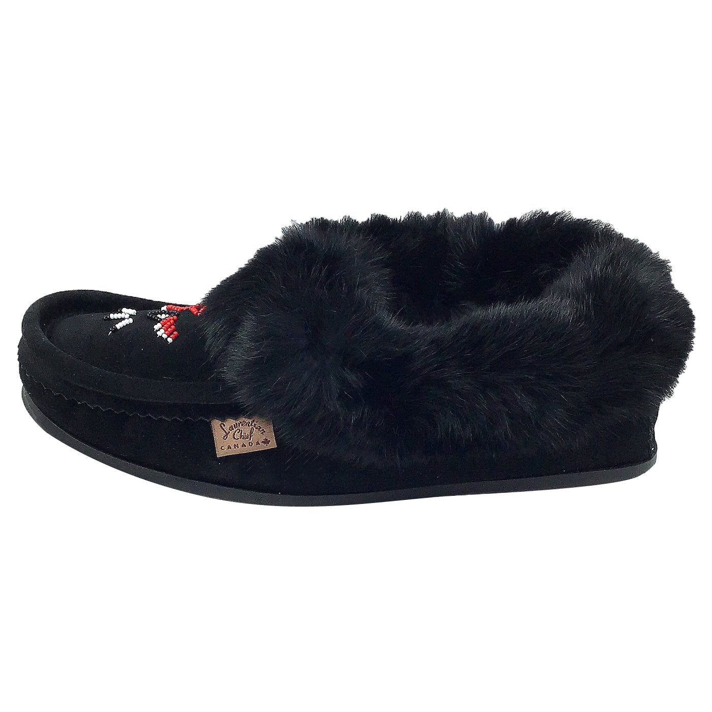 Men's Rabbit Fur Moccasin Slippers with Sole