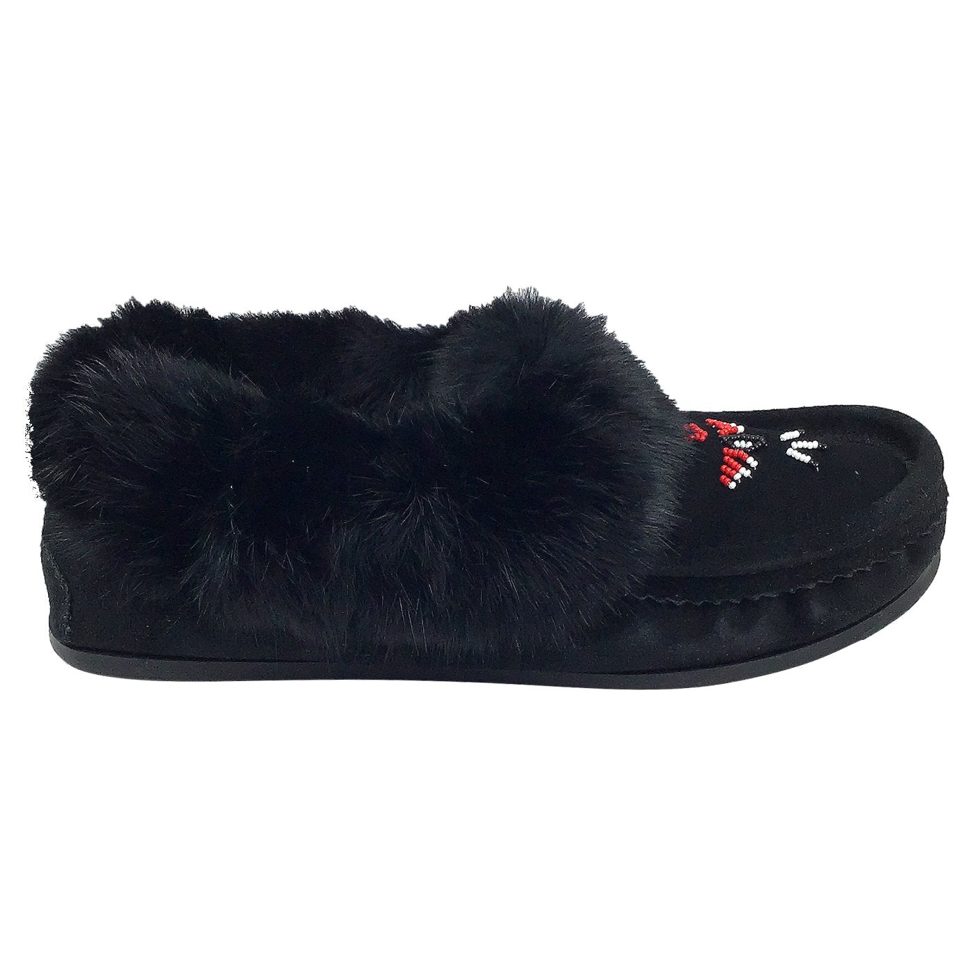 Men's Rabbit Fur Moccasin Slippers with Sole
