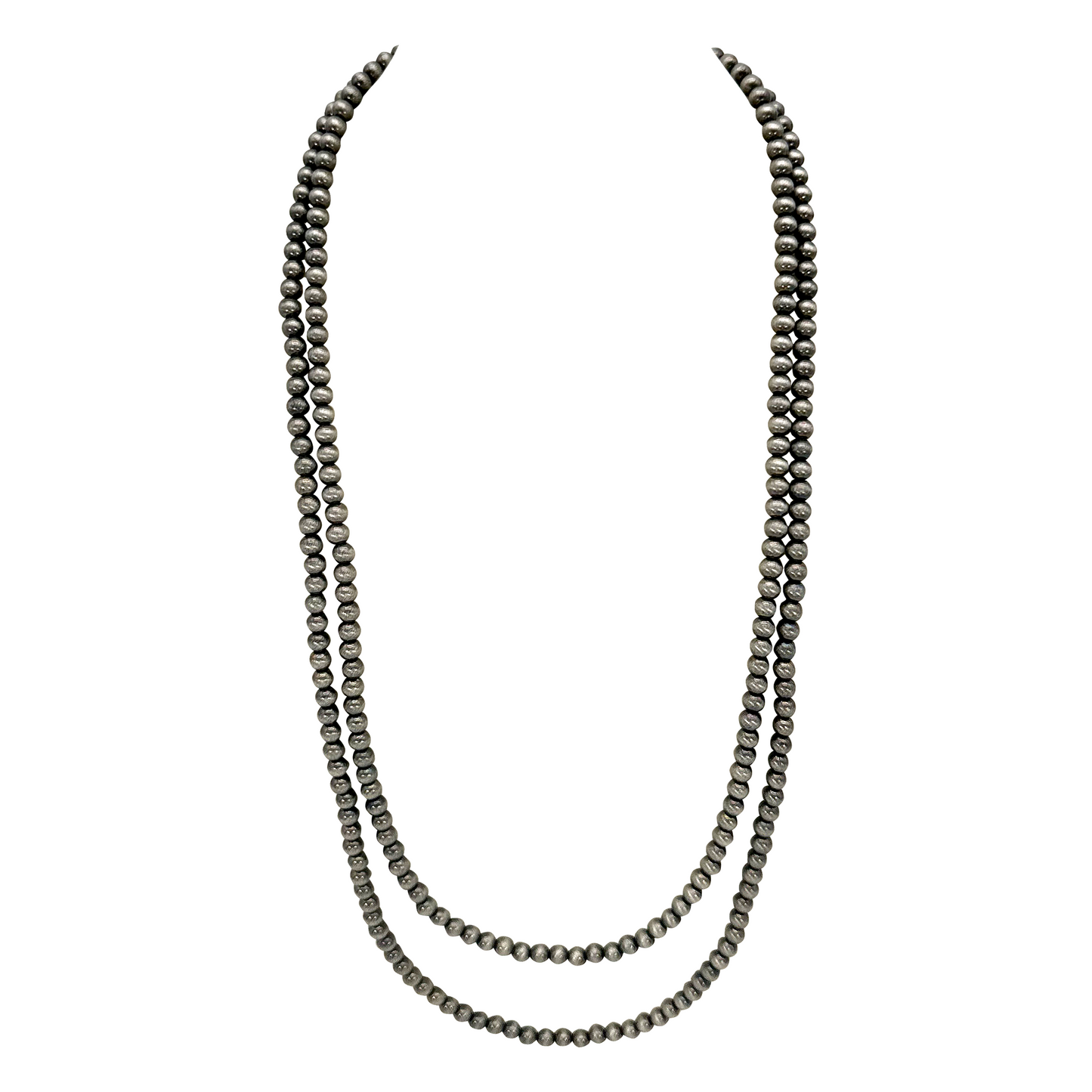 Navajo Pearl Long Silver-Tone Bead Necklace