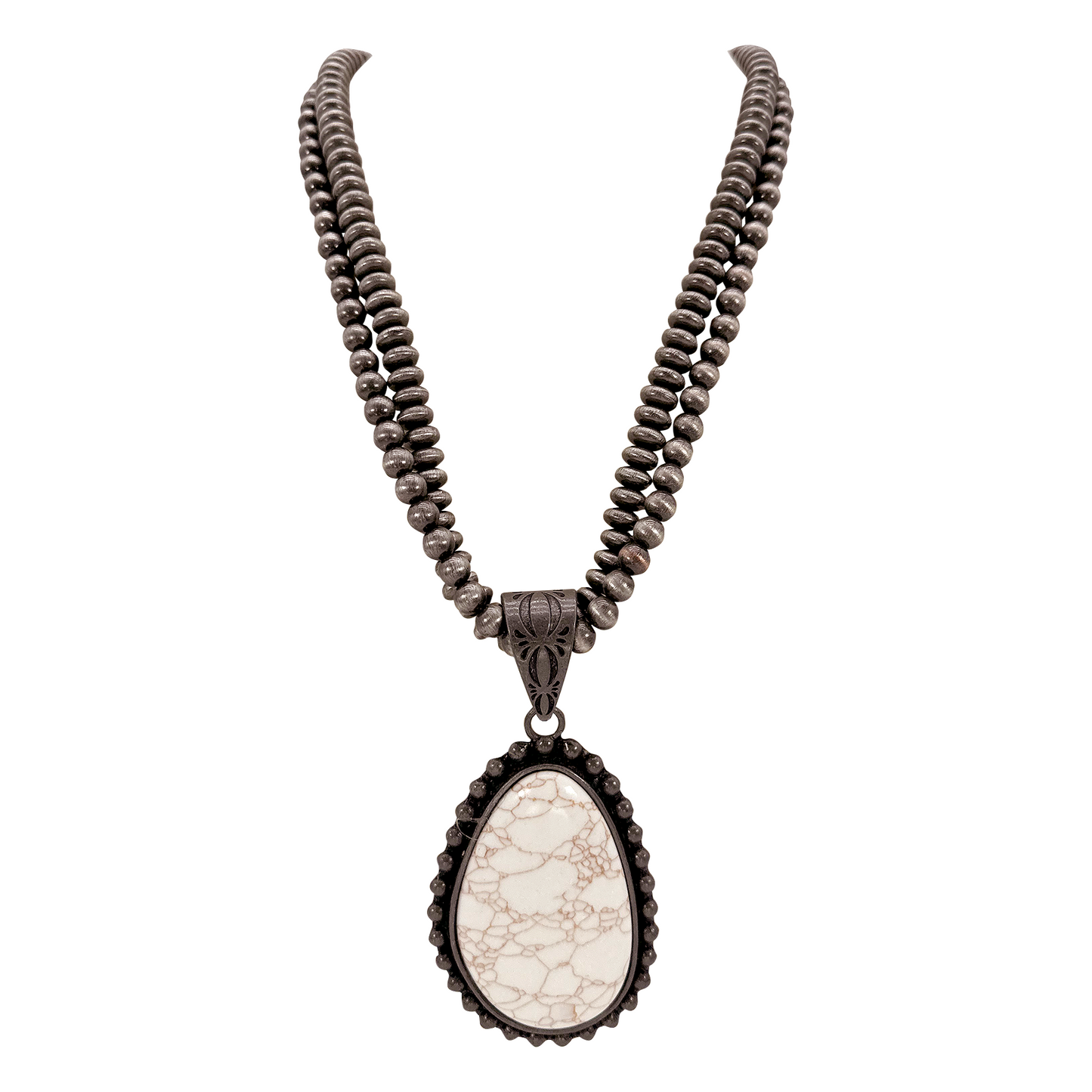 Double Navajo Pearl Turquoise Pendant Necklace