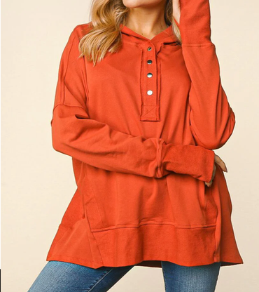 Women's Snap Button Up Pullover Hoodie