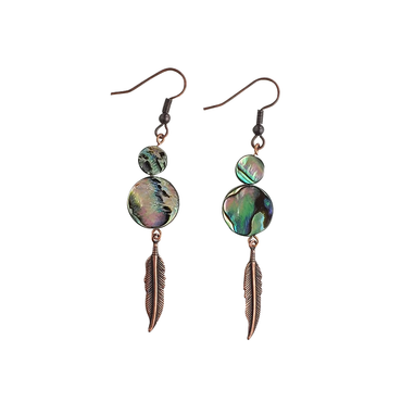 Paua & Shiva Shell Copper Earrings