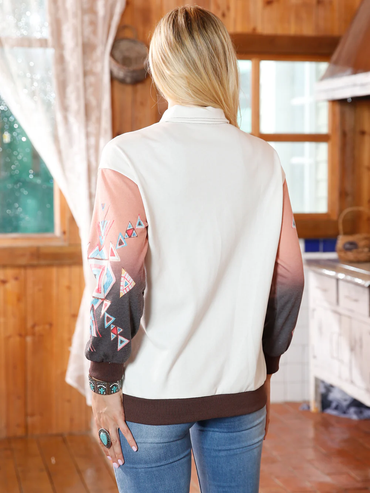 Women's Patchwork Aztec Full Zip Sweatshirt Jacket (Clearance)