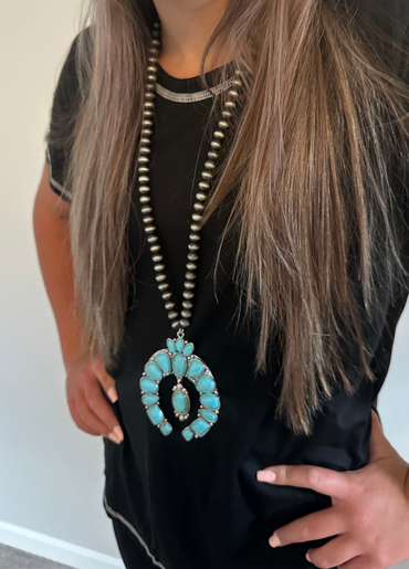 Squash Blossom Turquoise Statment Necklace