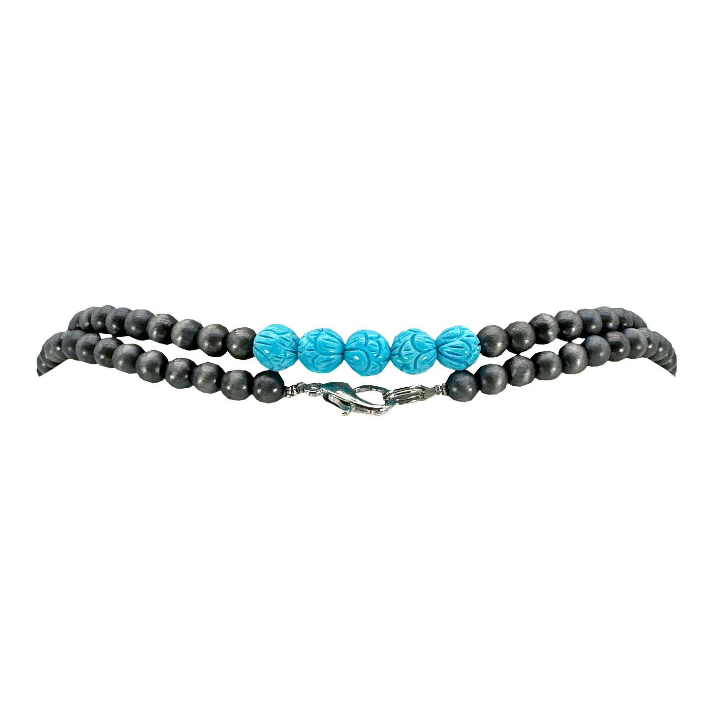 Navajo Pearl Long Silver-Tone & Turquoise Bead Necklace