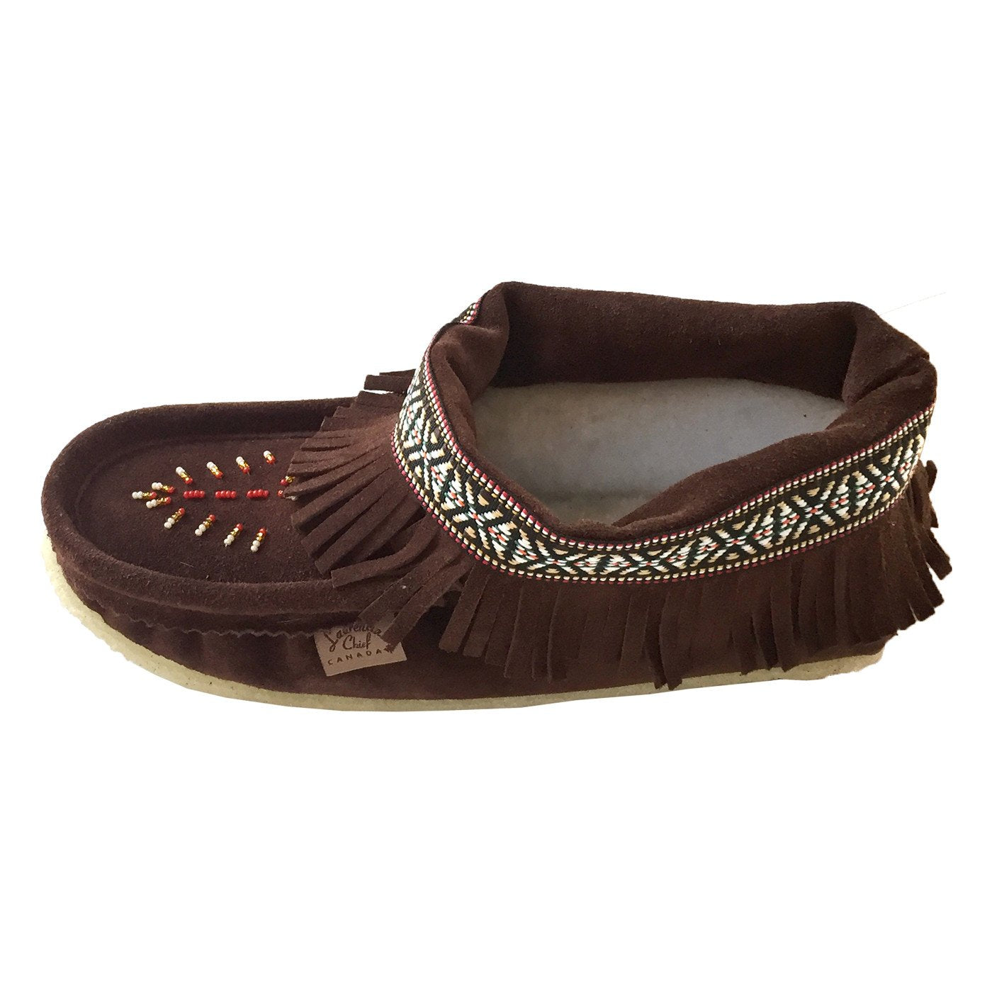 Women's Lined Fringed Ankle Moccasin Slippers with Sole