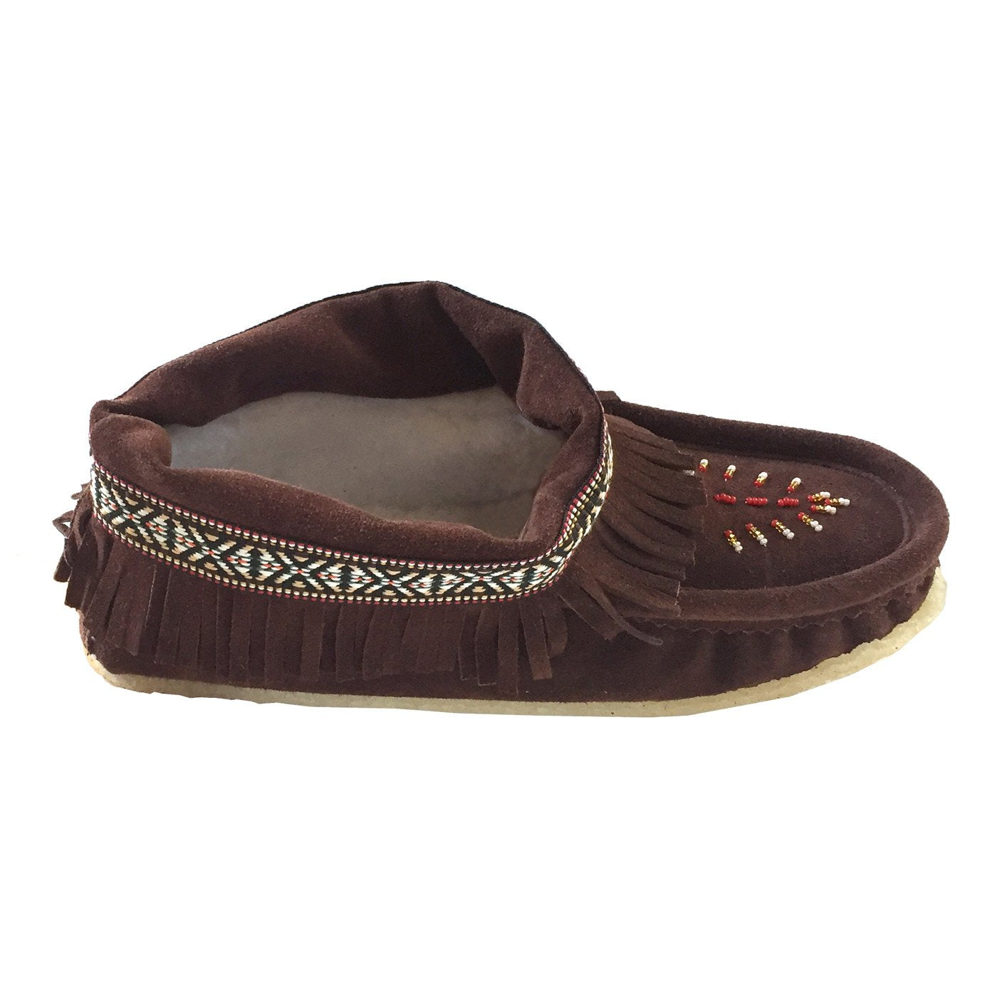 Women's Lined Fringed Ankle Moccasin Slippers with Sole