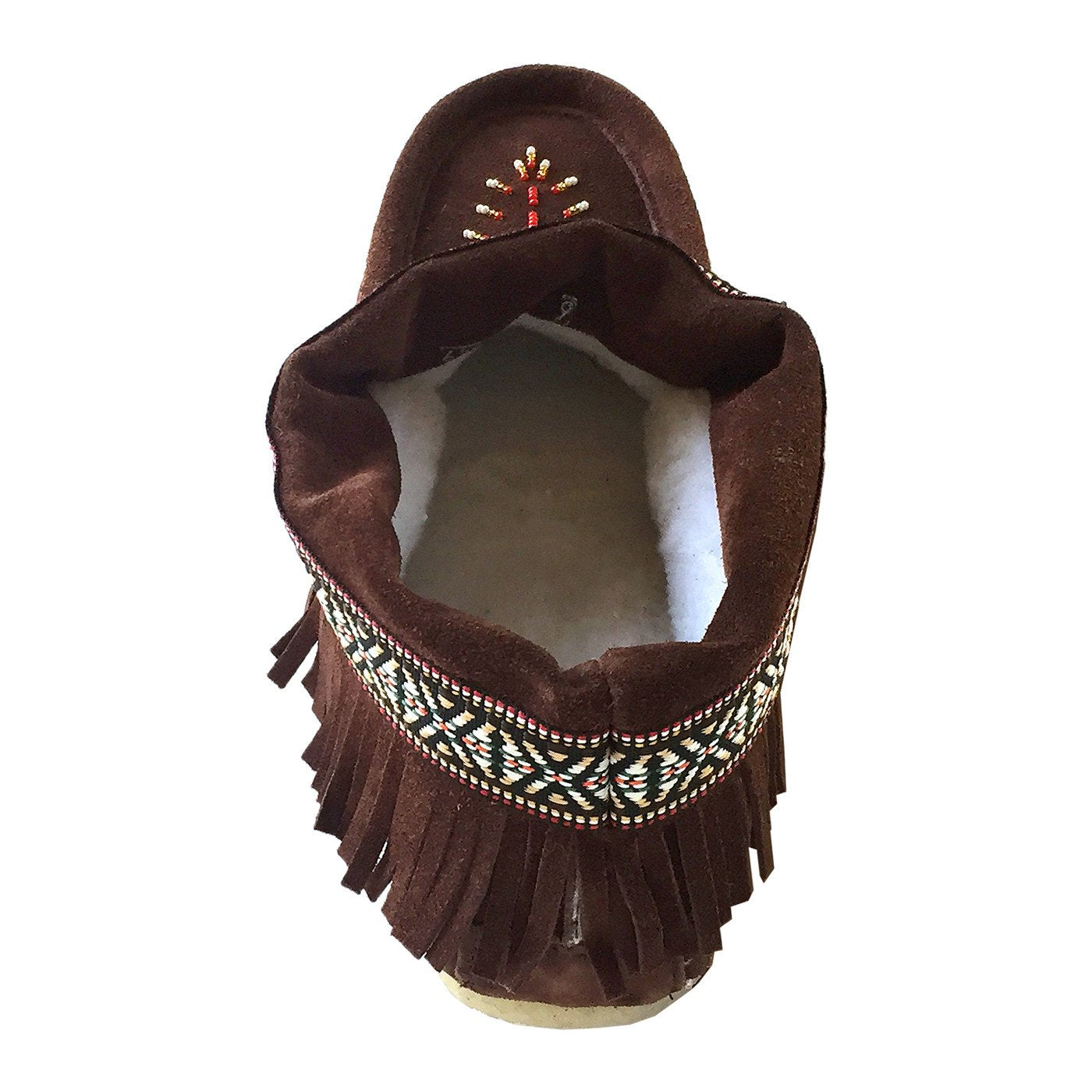 Women's Lined Fringed Ankle Moccasin Slippers with Sole