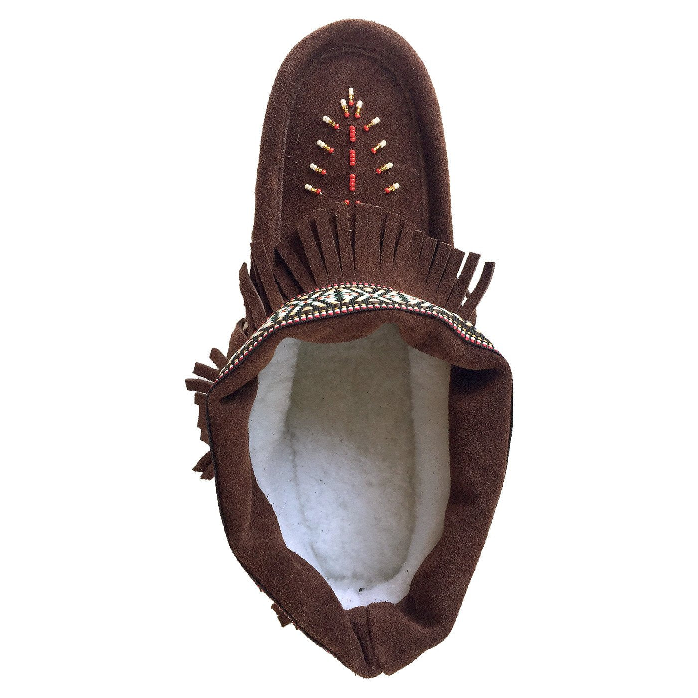 Women's Lined Fringed Ankle Moccasin Slippers with Sole