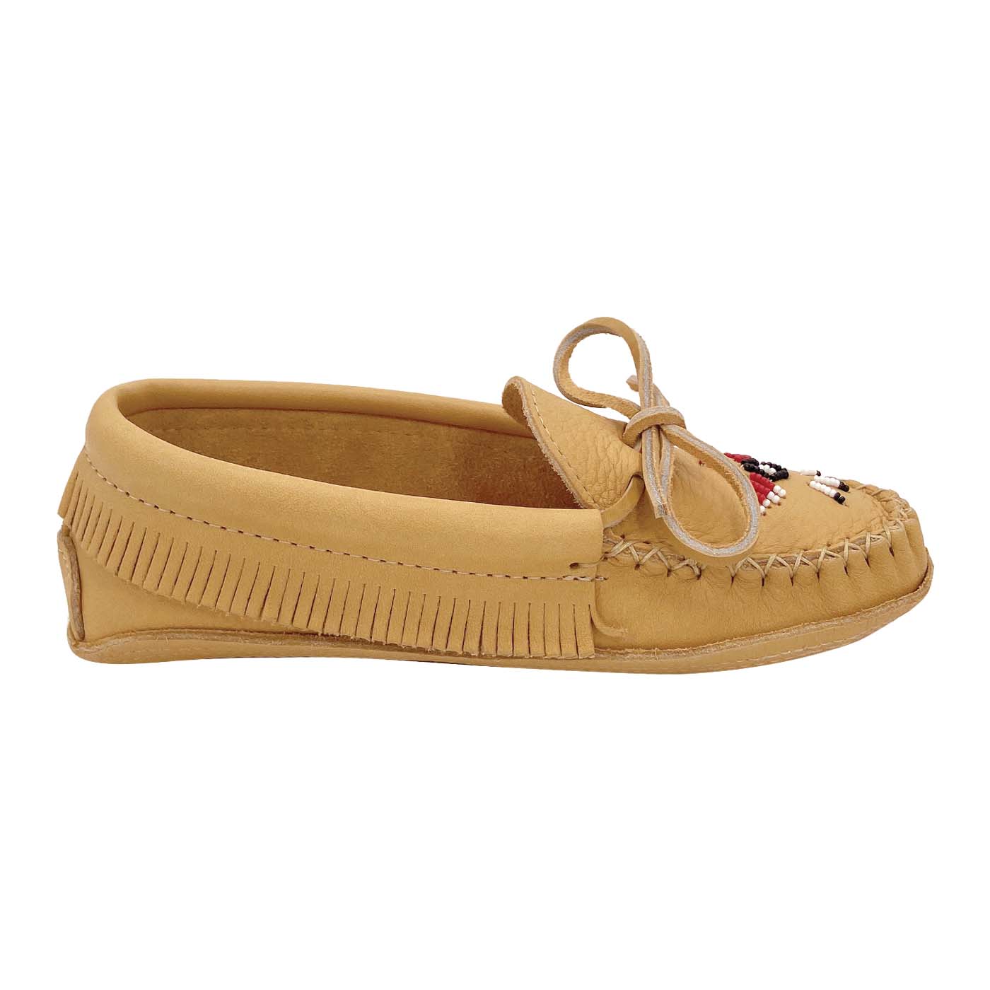 Women's Moose Hide Leather Fringed Moccasin Slippers
