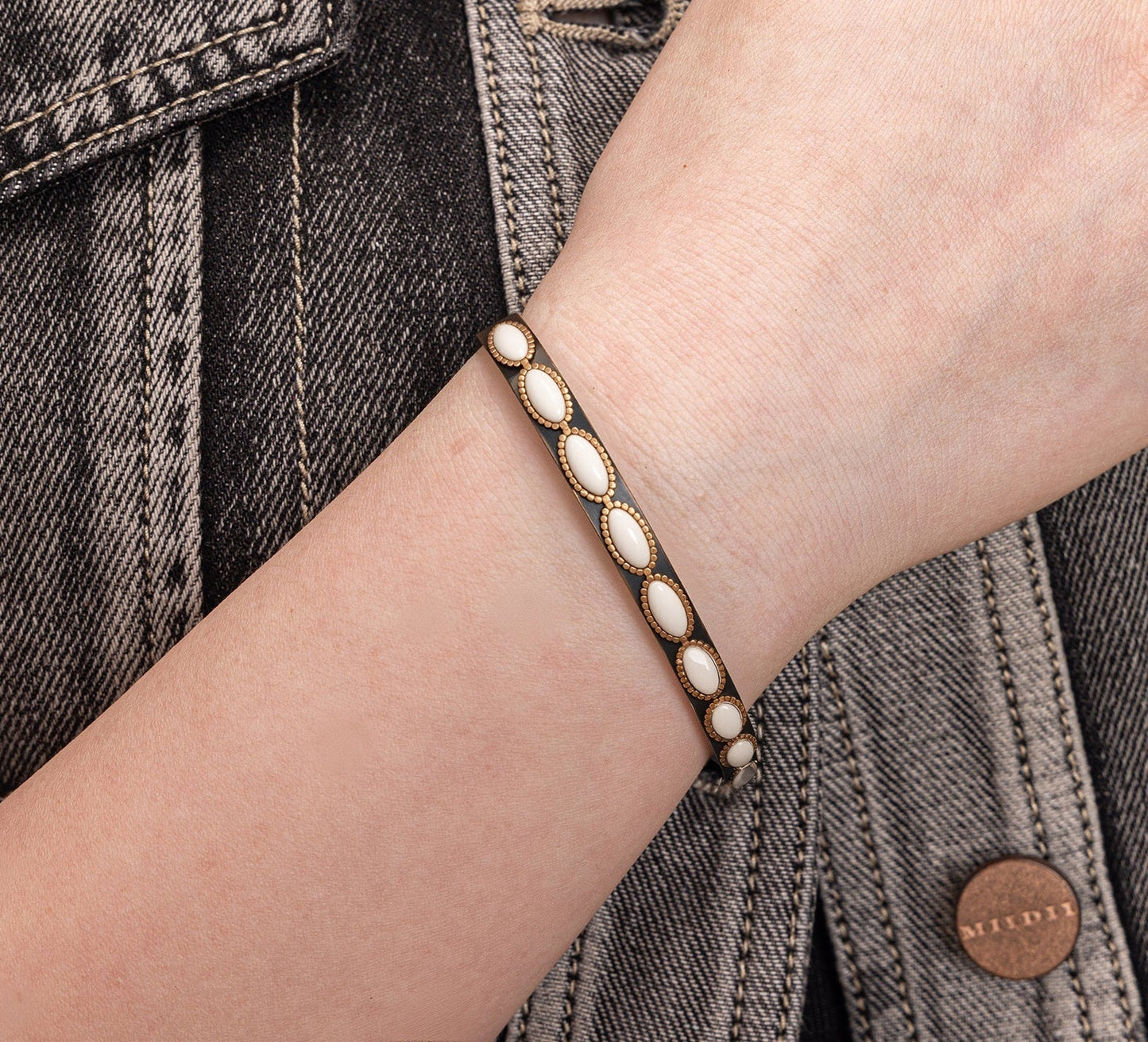 Antique Small Cuff Stone Bracelet