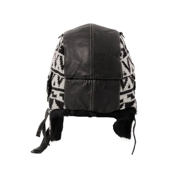 Navajo Wool Aviator Hat with Rabbit Trim