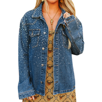 Women's Rhinestone Dark Wash Denim Jacket
