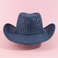 Rhinestone Studded Denim Cowboy Hat