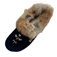 Women's Rabbit Fur Thunderbird Moccasin Slippers