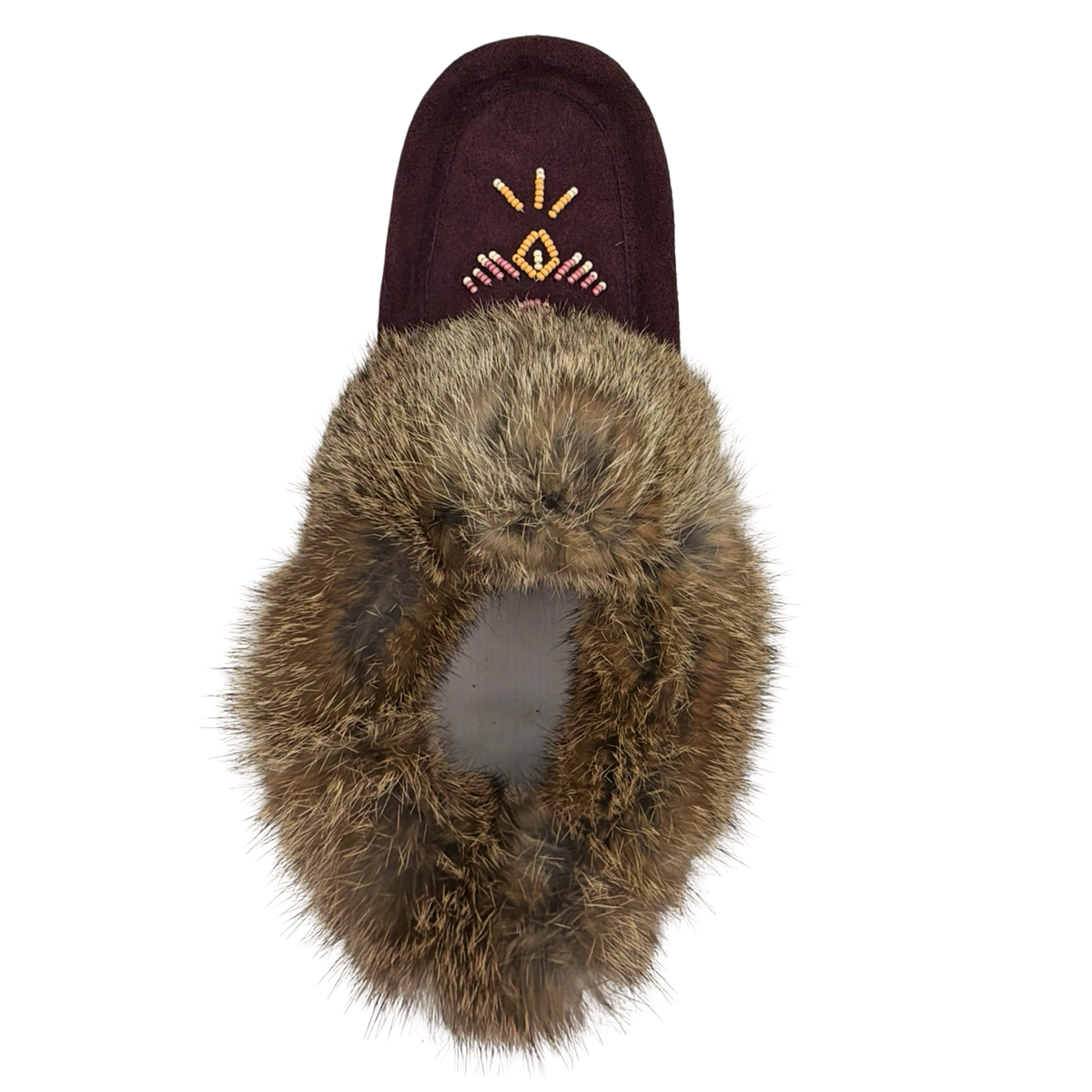 Women's Rabbit Fur Thunderbird Moccasin Slippers
