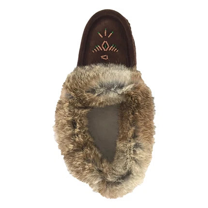 Women's Rabbit Fur Thunderbird Moccasin Slippers