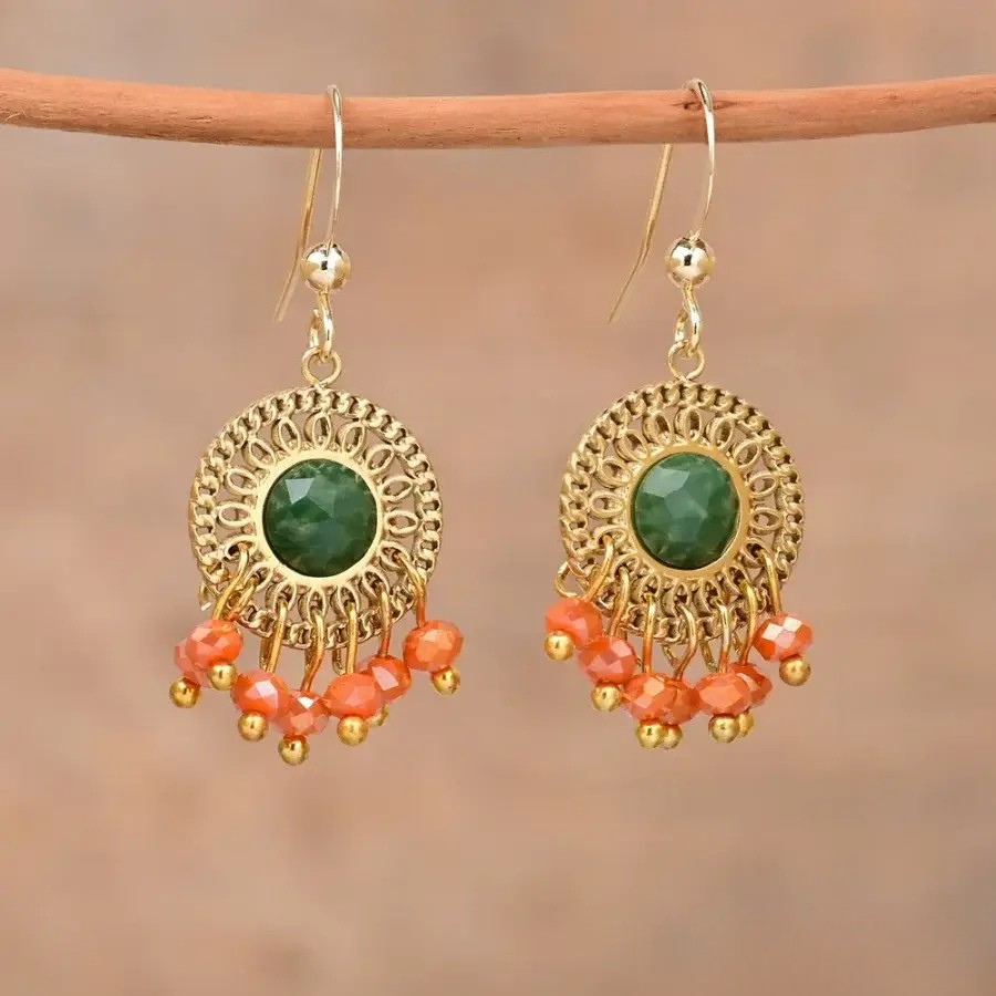 Natural Semi-Precious Gemstone Drop Earrings