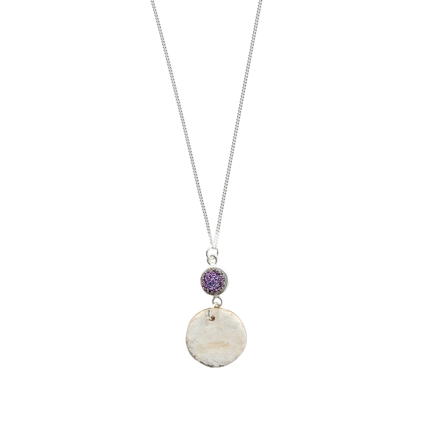 Purple Druzy Steorra Birch Bark Necklace