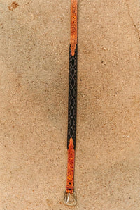 Tolled Leather Buckstitch Detail Western Belt