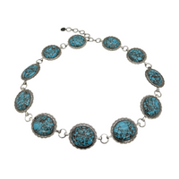 Turquoise Stone Slab Round Concho Chain Belt
