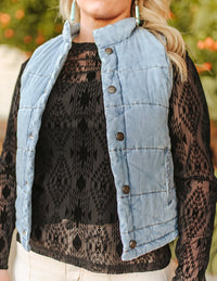 Women's Vintage Acid Wash Puffer Vest