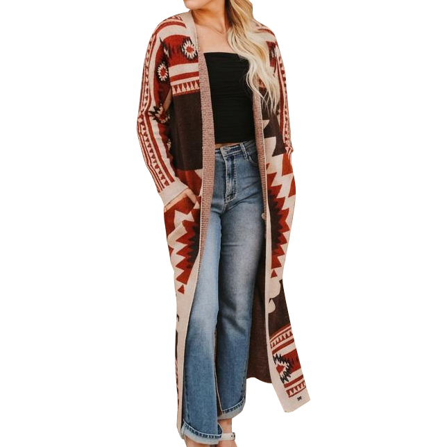 Women's Aztec Knit Cardigan Duster