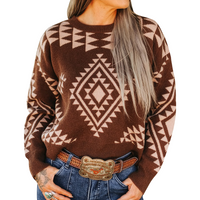 Women's Aztec Knitted Long Sleeve Sweater