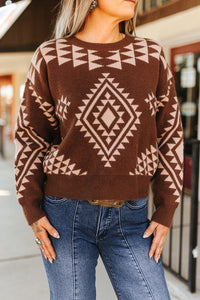 Women's Aztec Knitted Long Sleeve Sweater